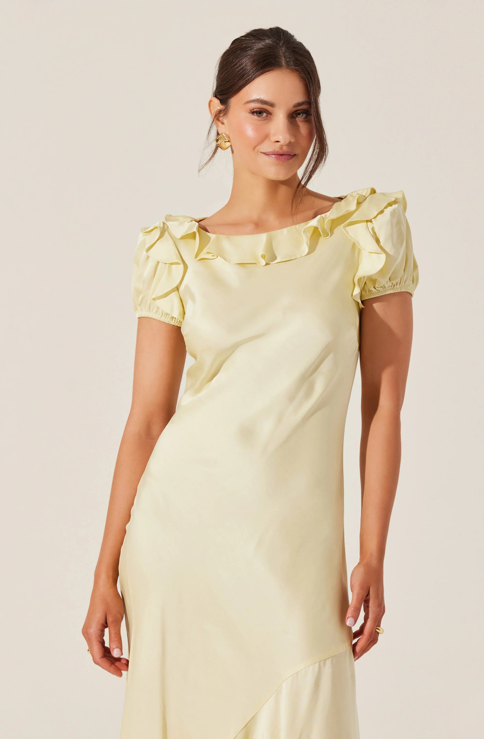 Auden Satin Ruffle Midi dress