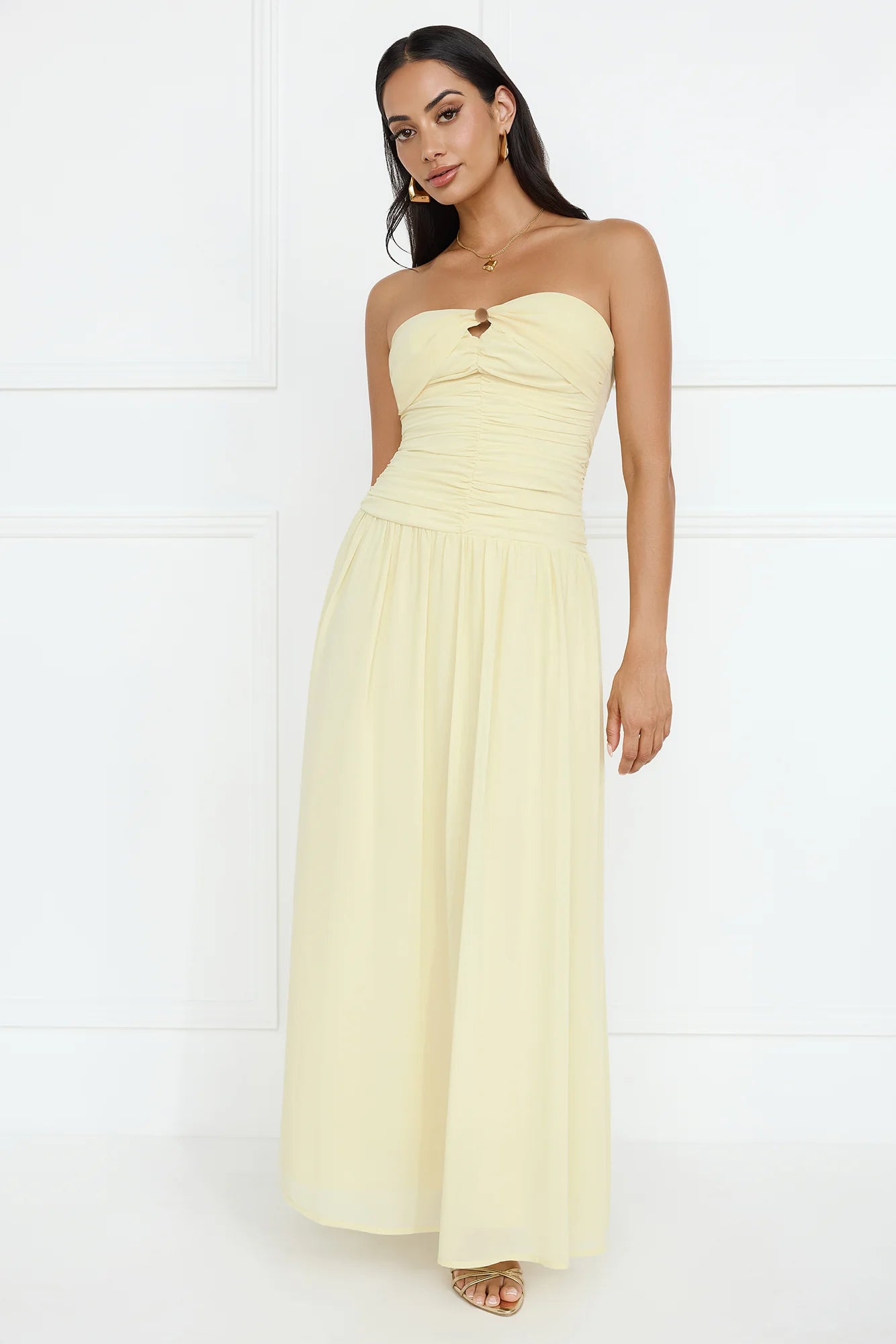 Enchanted Edit Strapless Maxi Dress Yellow