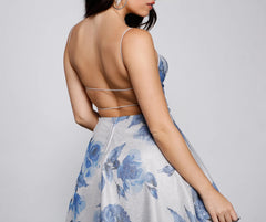 Vivi Formal Foiled Woven Glitter Party Dress
