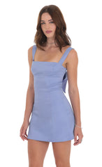 Back Bow Bodycon Dress in Powder Blue