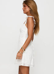 Past And Present Burnout Tie Back Mini Dress White
