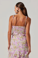 Olina Floral Ruffle Maxi Dress
