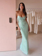 New Romantics Andy Diamond Bodice Maxi Dress in Apple