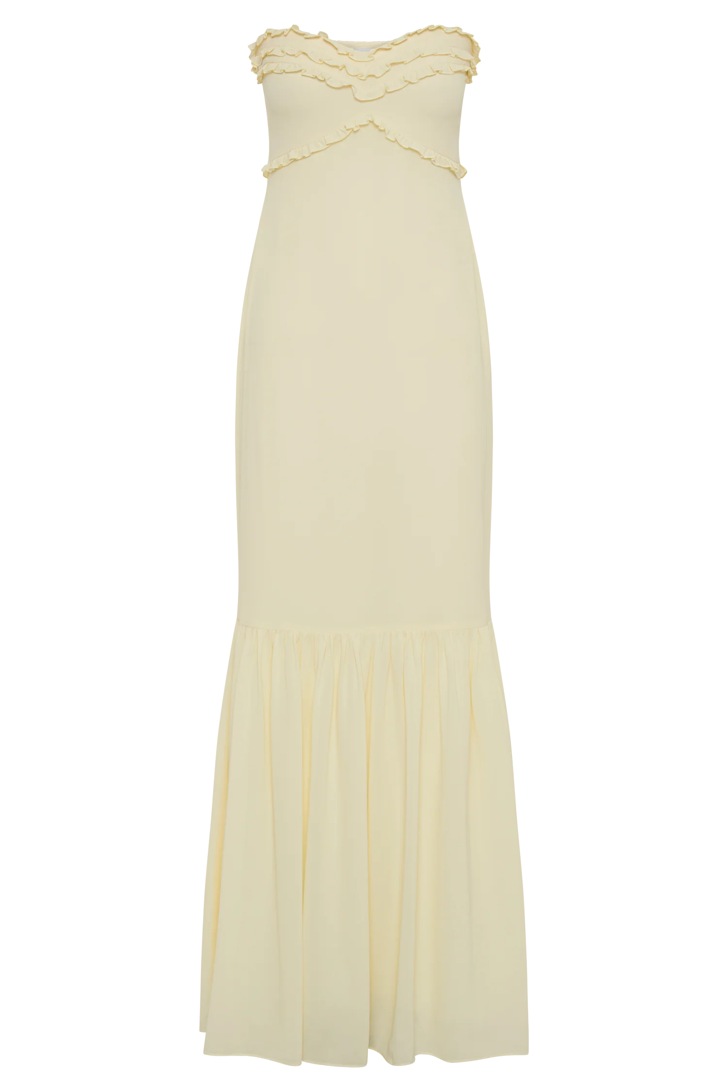Olivette Strapless Chiffon Maxi Dress - Lemon Sherbet