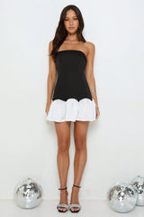 After Hour Sparkle Satin Strapless Mini Dress Black