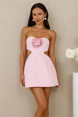 Rose Beauty Strapless Mini Dress Pink