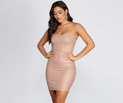 Sleeveless Faux Leather Scoop Mini Dress