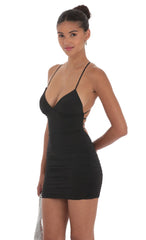 Strappy Butterfly Bodycon Dress in Black