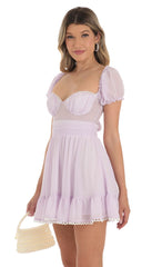 Puff Sleeve Dress in Purple