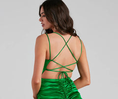 Ari Formal Satin Lace-Up Party Dress
