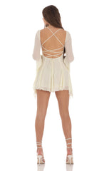 Chiffon Flare Sleeve A-line Dress in Cream