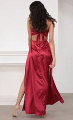 Satin Maxi Dress in Red