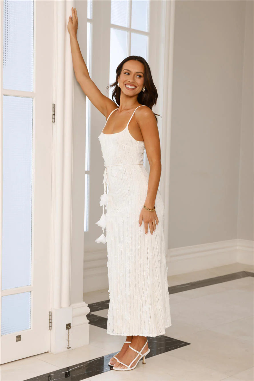 Delicately Divine Knit Maxi Dress Cream
