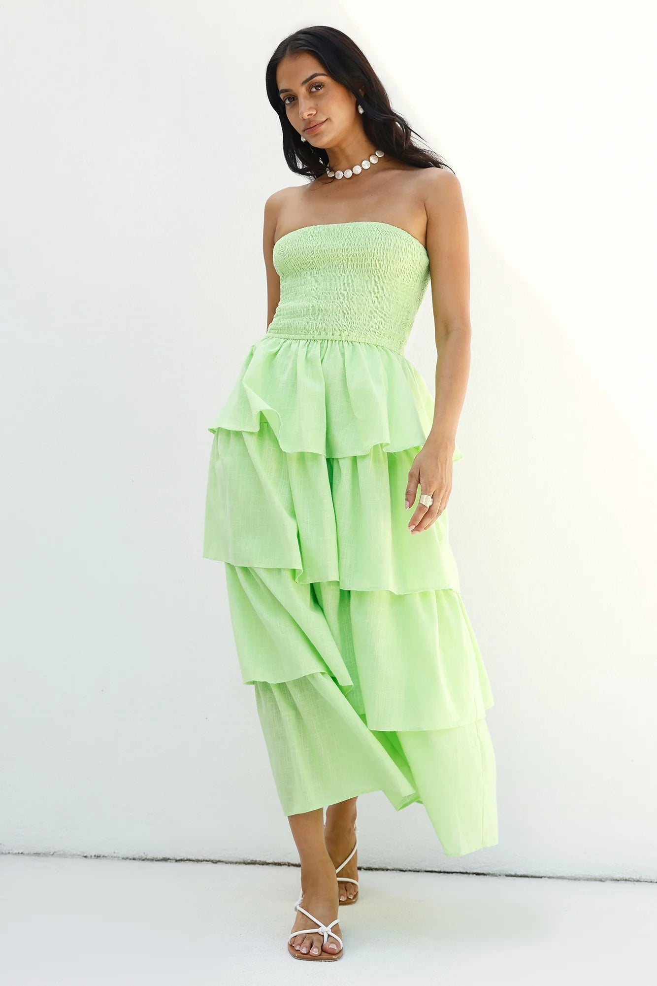 Glass Slipper Strapless Maxi Dress Green