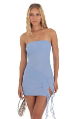 Strapless Tassel Dress in Blue