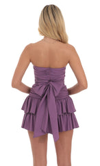 Strapless Cutout Ruffle Dress in Purple