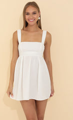 Jacquard Fit and Flare Dress in White