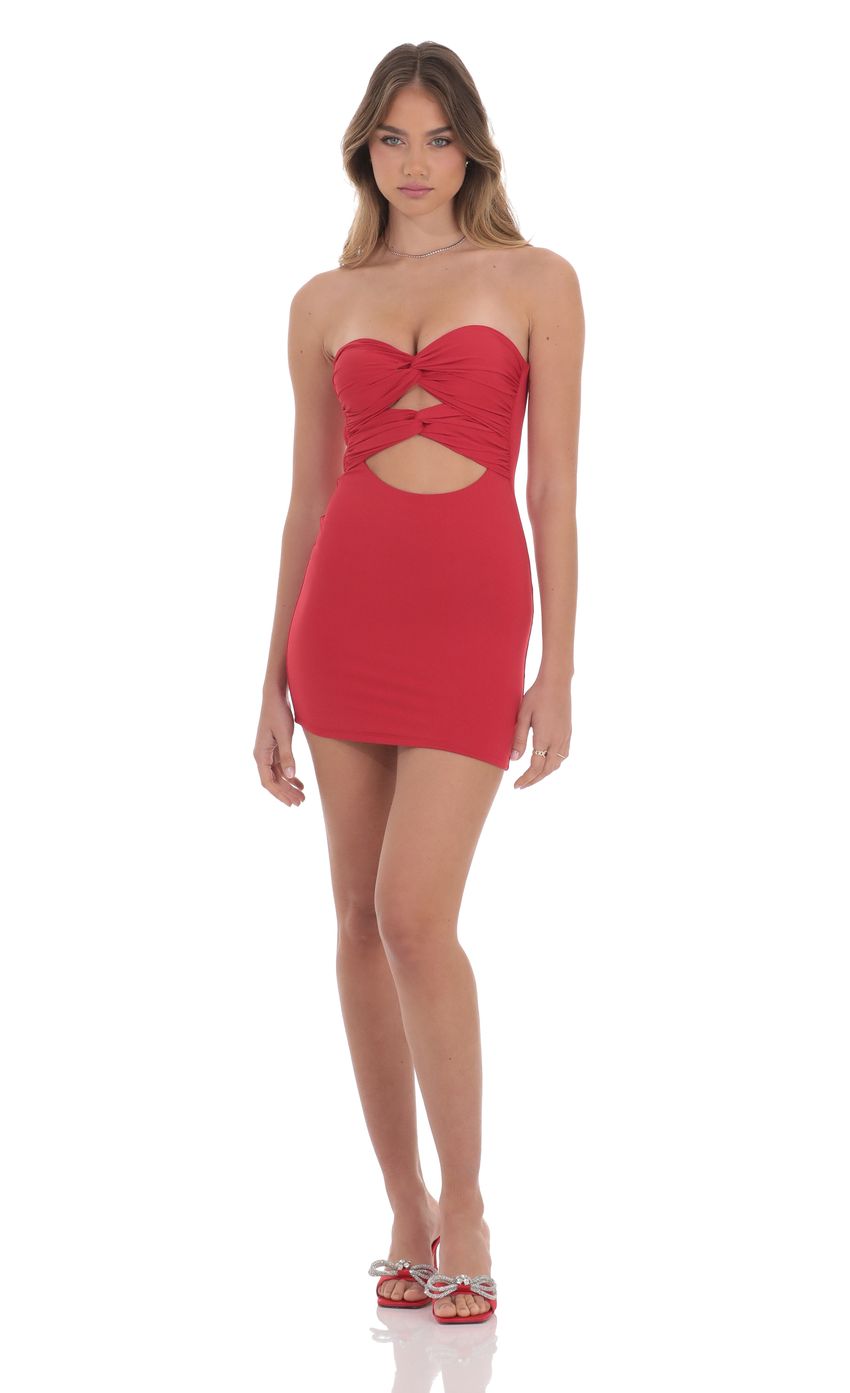 Double Twist Cutout Dress in Red