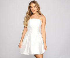 Hadley Strapless Pleated Satin Party Dress