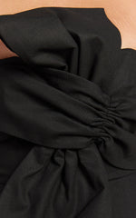Chika Mini Dress Linen Strapless Front Bow Dress in Black