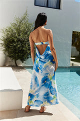 Bliss Cove Strapless Midi Dress Blue