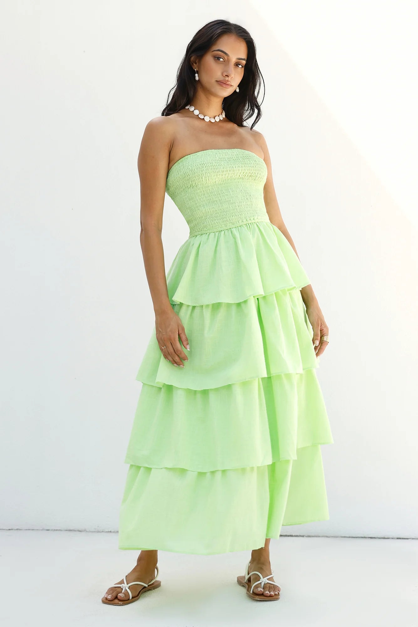 Glass Slipper Strapless Maxi Dress Green