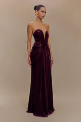 Paige Strapless Velvet Maxi Dress - Plum