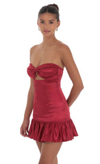 Cutout Satin Starpless Dress in Maroon