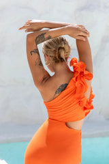 In These Moments One Shoulder Maxi Dress Orange