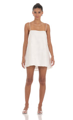 Textured Shift Dress in White