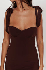 Rose Garden Tied Shoulder Maxi Dress Brown