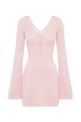 Kayleigh Crochet Knit Mini Dress - Rosewater