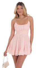 Chiffon Ruffled Dress in Pink