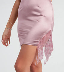 Beaded Beauty Satin Mini Dress