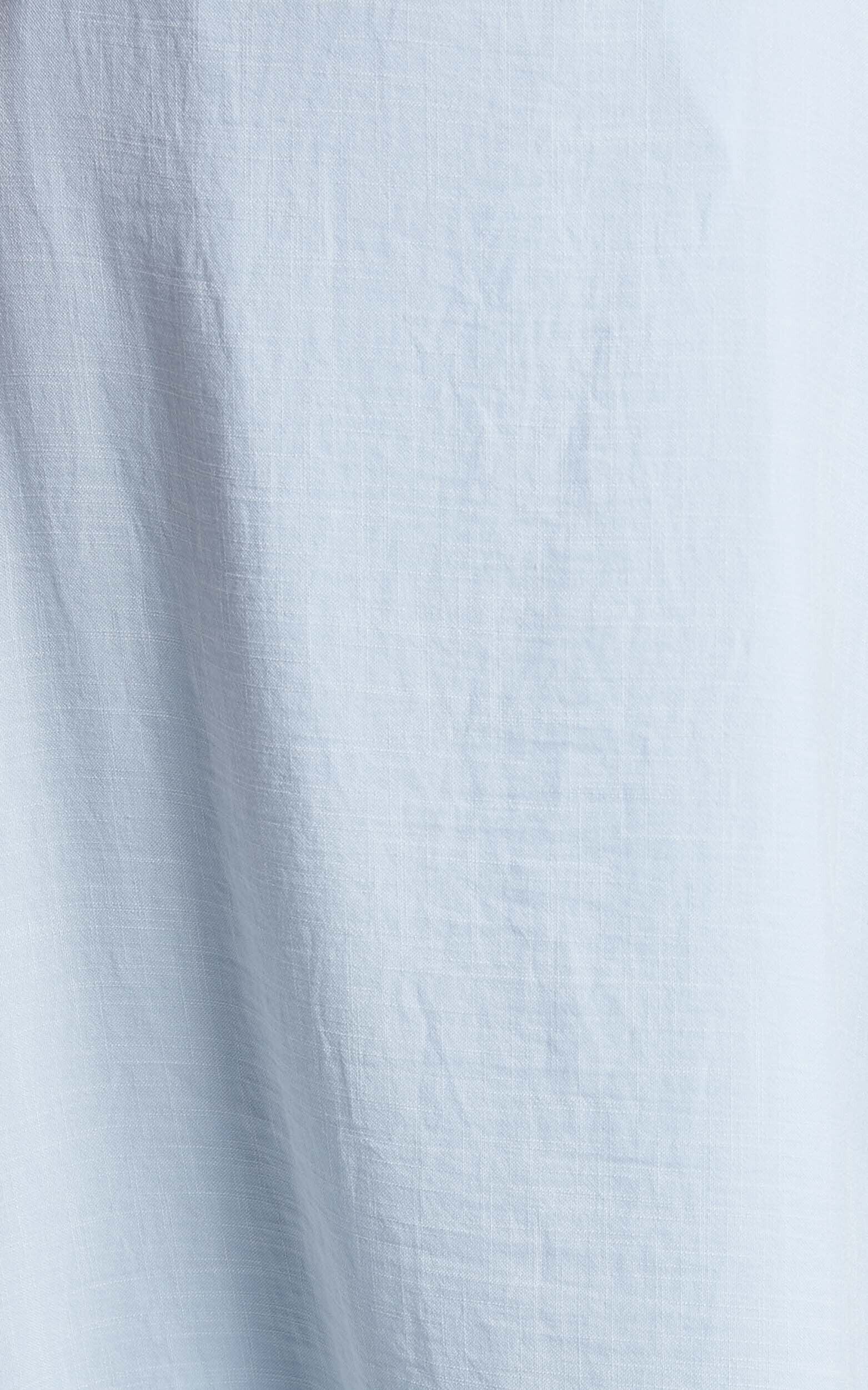 Avie Midi Dress - Twist Strapless Cocktail Dress in Ice Blue