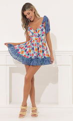 Baby Doll Dress in Blue Floral