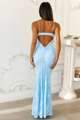 Chasing Midnight Lace Maxi Dress Blue