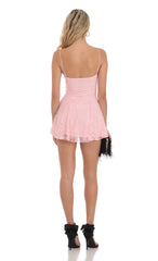 Bow Lace A-line Dress in Pink