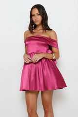 Luxe Language Off Shoulder Mini Dress Berry