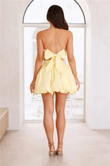 Upon A Cloud Strapless Mini Dress Yellow