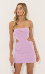 Crepe Corset Cutout Dress in Purple