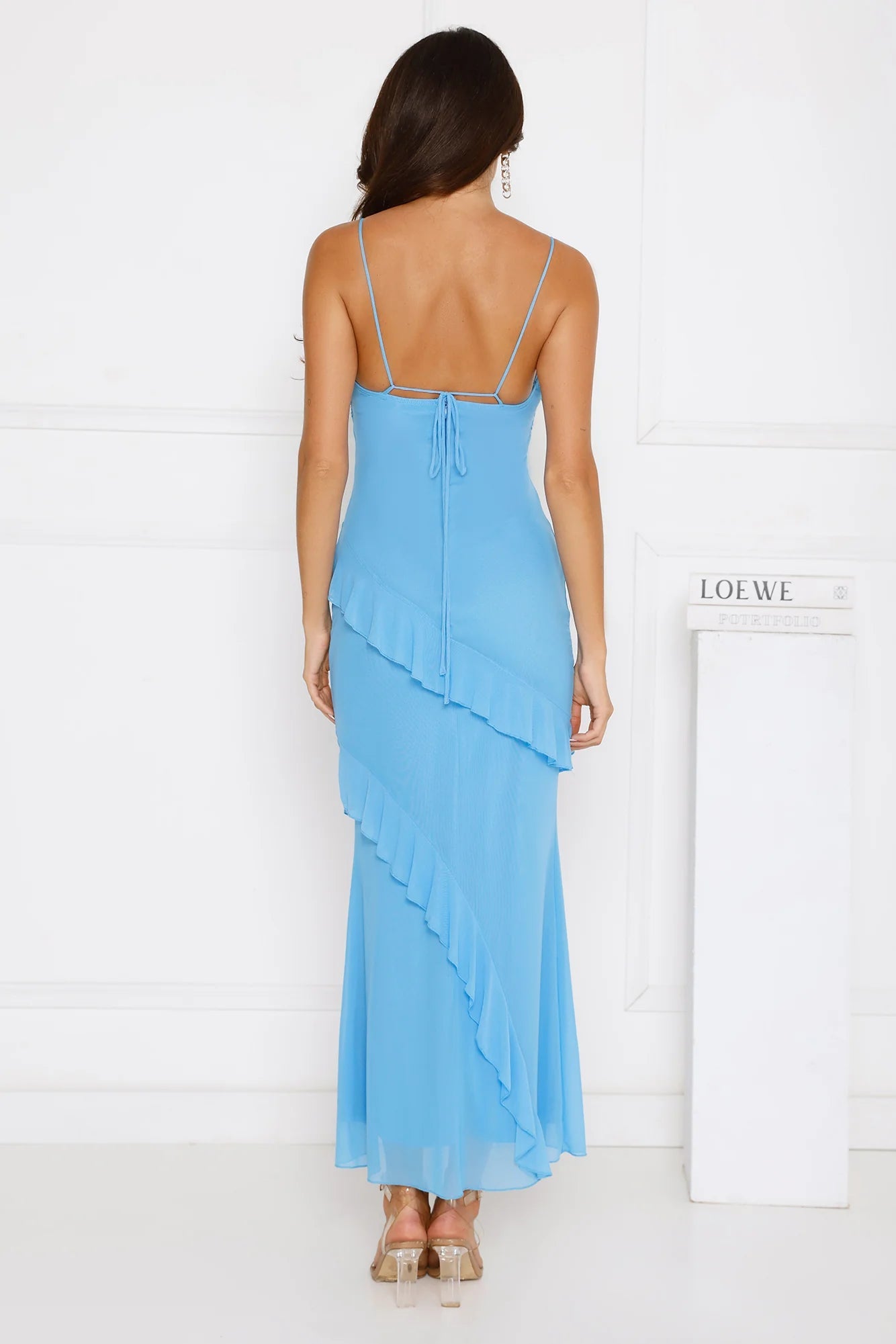 Luxe Minimalist Mesh Maxi Dress Blue