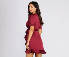 Wrap Me In Satin Dress