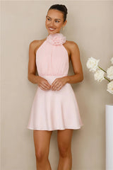 Infinite Charm Halter Mini Dress Pink