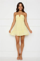 Styled For Sunsets Halter Mini Dress Yellow