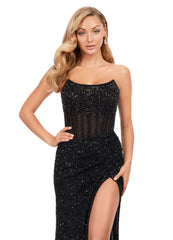 Ashley Lauren 11238 Corset Bustier Gown Wrap Skirt Evening Prom Dress