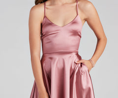 Stunning In Satin Skater Dress