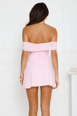 Daisy Daze Off Shoulder Mesh Mini Dress Pink
