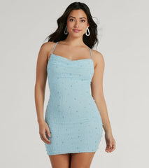 Keira Faux Pearl Strappy Open-Back Mini Dress