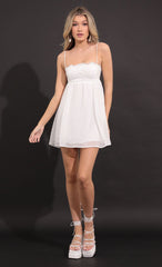 Dotted Lace Baby Doll Dress in White